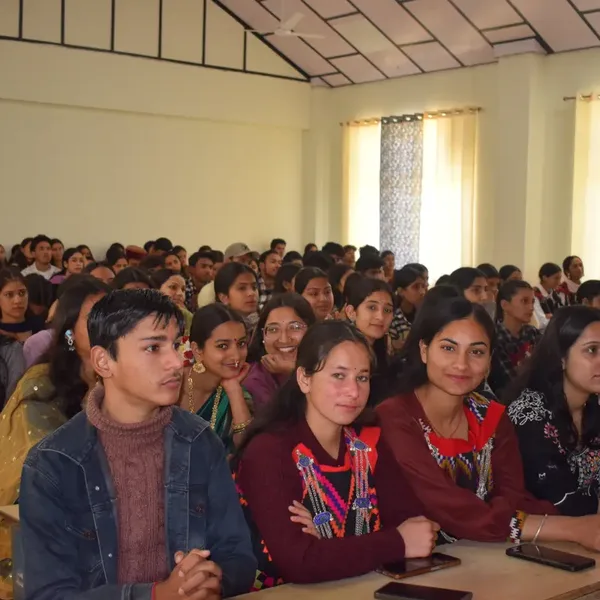 Students seated in a lecture hall